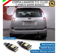 COPPIA LAMPADE T15 W16W 15 LED CANBUS PER FORD C-MAX I 6000K RETROMARCIA