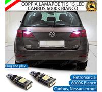 COPPIA LAMPADE T15 W16W 15 LED CANBUS PER GOLF SPORTSVAN 6000K RETROMARCIA