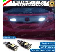 COPPIA LAMPADE T15 W16W 15 LED CANBUS PER HONDA CIVIC VIII 6000K RETROMARCIA