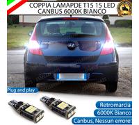COPPIA LAMPADE T15 W16W 15 LED CANBUS PER HYUNDAI I30 I 6000K RETROMARCIA