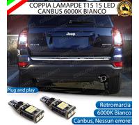 COPPIA LAMPADE T15 W16W 15 LED CANBUS PER JEEP COMPASS MK1 6000K RETROMARCIA