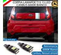 COPPIA LAMPADE T15 W16W 15 LED CANBUS PER KIA SOUL II 6000K RETROMARCIA