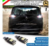 COPPIA LAMPADE T15 W16W 15 LED CANBUS PER RENAULT ESPACE V 6000K RETROMARCIA