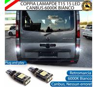 COPPIA LAMPADE T15 W16W 15 LED CANBUS PER RENAULT TRAFIC 3 6000K RETROMARCIA