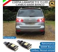 COPPIA LAMPADE T15 W16W 15 LED CANBUS PER VW TOURAN III 6000K BIANCO RETROMARCIA