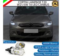 COPPIA LAMPADE T20 10 LED W21/5W DIURNE POSIZIONE CITROEN C-ELYSEE PRE-RESTYLING