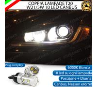 COPPIA LAMPADE T20 10 LED W21/5W DIURNE + POSIZIONE JAGUAR XF X260 6000K CANBUS