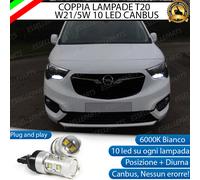 COPPIA LAMPADE T20 10 LED W21/5W DIURNE + POSIZIONE DACIA DUSTER 6000K CANBUS