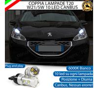 COPPIA LAMPADE T20 10 LED W21/5W DIURNE POSIZIONE CITROEN C-ELYSEE PRE-RESTYLING