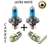 COPPIA LAMPADINE H4 EFFETTO XENON + 2 LUCI DI POSIZIONE A 5 LED BA9S, T4W CANBUS
