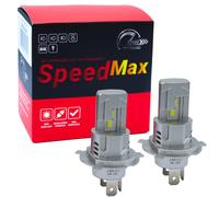 Coppia LED H4 H19 SpeedMax 6500K 12V Plug&Play Faro Parabola Uso OFFROAD +200%