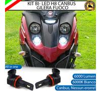 COPPIA LED H8 PER ABBAGLIANTI GILERA FUOCO 6000K BIANCO GHIACCIO NO ERROR