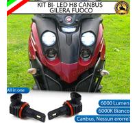 COPPIA LED H8 PER ANABBAGLIANTI GILERA FUOCO 6000K BIANCO GHIACCIO NO ERROR