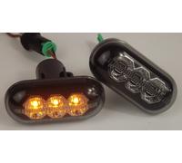 Coppia LED Lato Repeater Indicator Rotondo Fumo Nero Per Renault Pompa X70 98-03