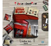 COPPIA LENZUOLA COPRILETTO MATRIMONIALE STAMPA DIGITALE IN 3D LONDON BUS