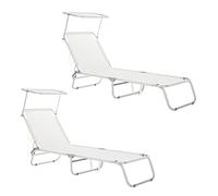 COPPIA LETTINO BRANDINA ALLUMINIO PIEGHEVOLE CAMPEGGIO MARE SPIAGGIA BIANCO