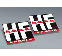 COPPIA LOGHI HF per LANCIA FULVIA COUPE 1.6 HF - fiancata | 13,7x11,2 cm