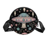 Coppia Love Tree Piccole Borse a Tracolla per Cellulare Portafoglio Borse con Grande Capacità e Tracolla Regolabile per Donne Ragazze, Funghi Ufo, 7x1.8 in