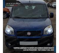 COPPIA LUCI DI POSIZIONE 10 LED FIAT DOBLO' DAL 2005 T10 W5W CANBUS 6000K BIANCO