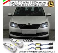 COPPIA LUCI DI POSIZIONE 6 LED CON LENTE FRONTALE SKODA FABIA 3 + SPEGNI SPIA