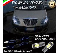 COPPIA LUCI DI POSIZIONE 9 LED LANCIA MUSA T10 W5W + SPEGNI SPIA NO ERROR 6000K