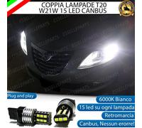COPPIA LUCI DIURNE DRL 15 LED T20 CANBUS LANCIA YPSILON 312 6000K 100% NO ERROR