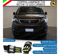 COPPIA LUCI DIURNE DRL 15 LED T20 CANBUS PEUGEOT EXPERT MK3 6000K 100% NO ERROR