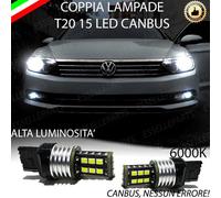 COPPIA LUCI DIURNE DRL 15 LED T20 W21W CANBUS VW PASSAT 3G B8 6000K NO ERRORE