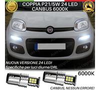 COPPIA LUCI DIURNE - DRL 24 LED P21/5W BAY15D PER FIAT PANDA 3° DAL 2012 IN POI
