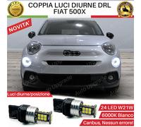 COPPIA LUCI DIURNE DRL 24 LED T 20 PER FIAT 500X DAL 2017 6000K CANBUS NO ERRORE