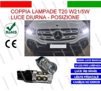 COPPIA LUCI DIURNE DRL LED T20 CANBUS MERCEDES CLASSE X 6000K BIANCO NO ERRORE