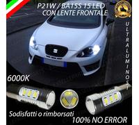 COPPIA LUCI DIURNE DRL POSIZIONE 15 LED P21W CANBUS SEAT LEON DAL 2009 CON XENON