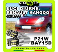 COPPIA LUCI DIURNE POSIZIONE 15 LED P21W BAY15D 6000K CANBUS per RENAULT KANGOO