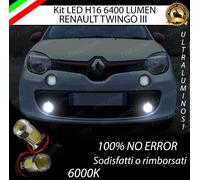 COPPIA LUCI FENDINEBBIA H16 LED CREE COB CANBUS RENAULT TWINGO III 6000K