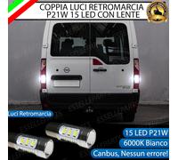 COPPIA LUCI RETROMARCIA 15 LED P21W BA15S CANBUS RENAULT MASTER MK3 NO ERROR