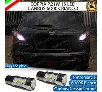 COPPIA LUCI RETROMARCIA 15 LED P21W CANBUS PER NISSAN QASHQAI J10 RESTYLING