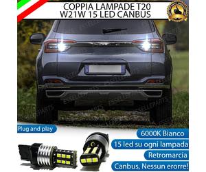 COPPIA LUCI RETROMARCIA 15 LED T20 CANBUS PER SPORTEQUIPE 5 6000K NO ERROR