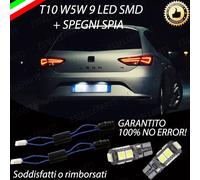 COPPIA LUCI TARGA 9 LED SEAT LEON dal 2013 in poi T10 W5W + SPEGNI SPIA NO ERROR