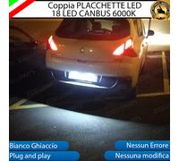 COPPIA LUCI TARGA PLAFONIERE COMPLETE PEUGEOT 3008 MPV 18 LED CANBUS 6000K