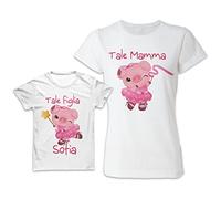 Coppia Magliette Bambina Mamma - Nome Personalizzato - Tale Madre - Tale Figlia - Maialini - Rosa - Pig - Porcellini - Disegni Simpatici - Coordinate - Cartoon - Bimba - Femmina - Idea Regalo