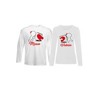 Coppia Magliette Maniche Lunghe Personalizzate - Amore - Ci Completiamo! Puzzle - [PERSONALIZZA NOMI] - Maglietta SanValentino - Tshirt Coppia Lui e Lei - Idea Regalo