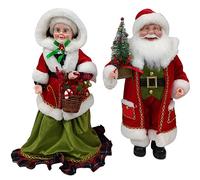 Coppia Mamma e Babbo natale Eleganti vestiti a festa in Tessuto Alti 46 cm e pel