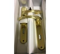 Coppia manigia x porta foro chiave 90 in ottone lucido cod. 262 nuovo imballato