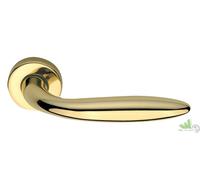 COPPIA MANIGLIA PER PORTA INTERNA CON ROSETTA BRASS ORO DORATA 145MM