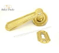 COPPIA MANIGLIA PORTA SALICE HANNOVER 435O OTTONE LUCIDO CON BOCCHETTE CHIAVE