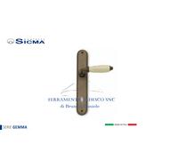 COPPIA MANIGLIA PORTE INTERNA C/ PLACCA OTTONE BRUNITO ANT SERIE GEMMA SICMA
