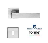 COPPIA MANIGLIE CON ROSETTA QUADRA PER PORTE STILE MODERNO ASTI CROMO SATINATO