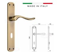 COPPIA MANIGLIE MANIGLIA CON PLACCA BRONZO GRAFFIATO PORTE PORTA INTERNE INTERNI