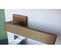 COPPIA MANIGLIE MANIGLIA PER PORTE CON ROSETTA QUADRA BRONZO SATINATO OPACO