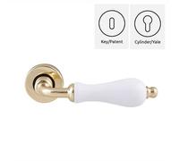 Coppia maniglie maniglia per porte interne mod ENNA ottone inserto in porcellana